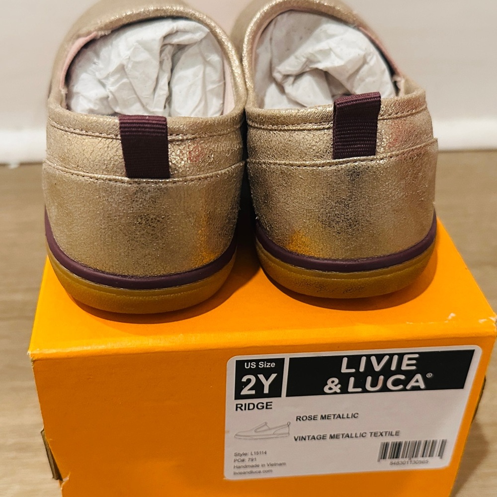 Livie & Luca Girls Rose Metallic Slide-on shoes - Picture 4 of 8